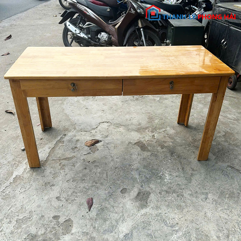 ban-lam-viec-go-1m-co-2-ngan-keo-cu-1 Bàn Làm Việc Gỗ 1m4 Có 2 Ngăn Kéo Cũ