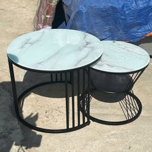 Bàn Sofa Đôi Có Eo 60cm Mặt Vân Đá Mới 99%