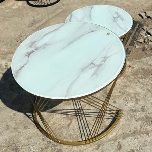 Bàn Sofa Đôi Mặt Vân Đá 60cm Chân Mạ Vàng Mới 99% (Nhiều Màu)