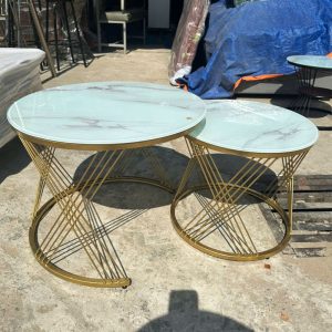 Bàn Sofa Đôi Mặt Vân Đá 60cm Chân Mạ Vàng Mới 99% (Nhiều Màu)