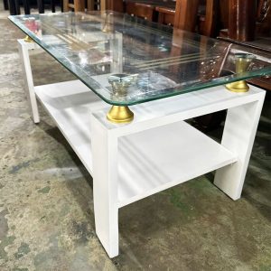 Bàn Sofa Mặt Kính Chân Gỗ 2 Tầng Cũ