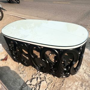 Bàn Sofa Mặt Kính Chân Hoa Văn 1m2 Cũ