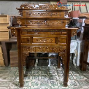Bàn Thờ Gỗ Tràm 3 Tầng 1m27 Đẹp Tinh Xảo Mới 99%
