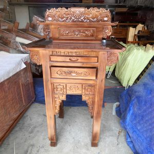 Bàn Thờ Tràm 2 Tầng 88cm Chạm Hoa Sen Mới 99%