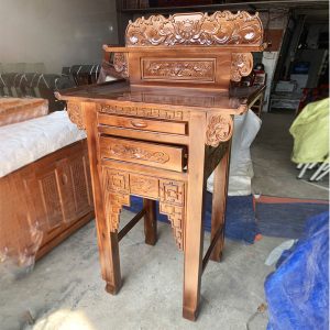 Bàn Thờ Tràm 2 Tầng 88cm Chạm Hoa Sen Mới 99%