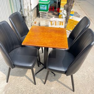 Bộ Bàn Ghế Cafe Kèm Ghế Bọc Da Đen 60cm Cũ