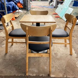 Bộ Bàn Ghế Cafe Mango Đệm Đen Kèm Bàn 60cm Cũ