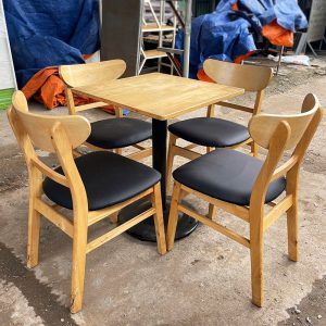 Bộ Bàn Ghế Cafe Mango Đệm Đen Kèm Bàn 60cm Cũ