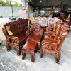 Bộ Salon Gỗ Tràm Lưng Tấm Đỉnh Nghê Tay 12 Mới 99%