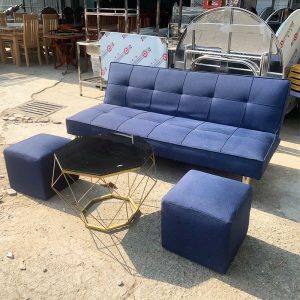 Bộ Sofa Bed Kèm Bàn Kim Cương Và 2 Đôn Cũ