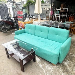 Bộ Sofa Bọc Vải 2m1 Kèm Bàn Kính Cũ