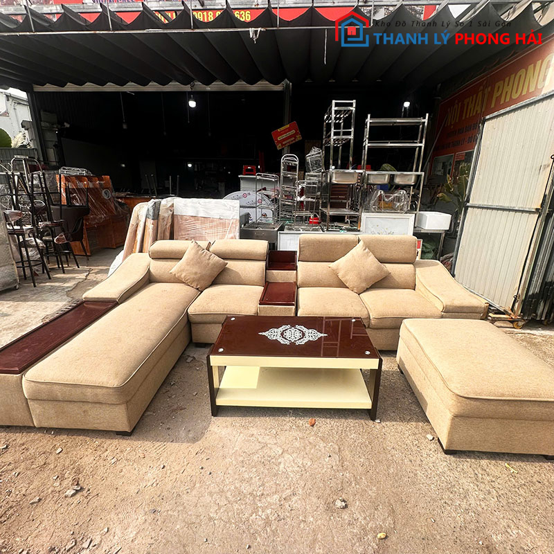 bo-sofa-goc-l-3m25-kem-ban-va-don-cu-2 Bộ Sofa Góc L 3m25 Kèm Bàn Và Đôn Cũ