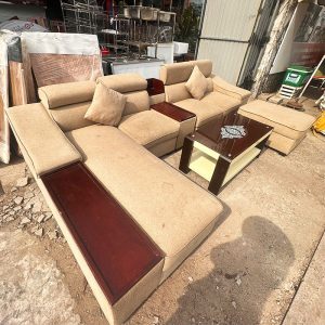Bộ Sofa Góc L 3m25 Kèm Bàn Và Đôn Cũ