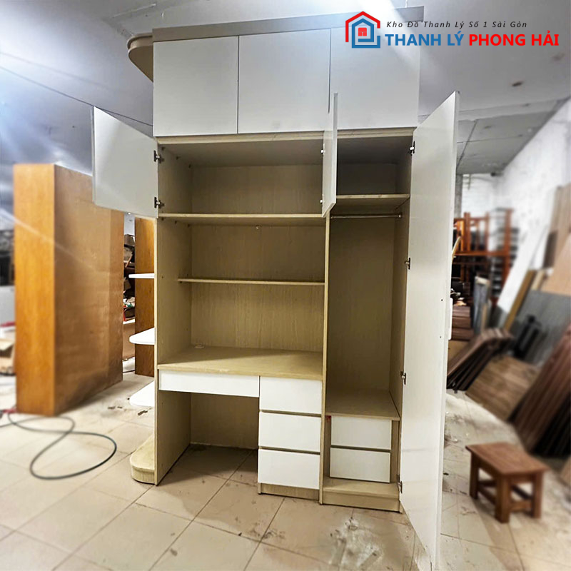 he-tu-1m5-3-trong-1-go-mdf-hien-dai-cu-2 Hệ Tủ 1m74 3 Trong 1 Gỗ MDF Hiện Đại Cũ