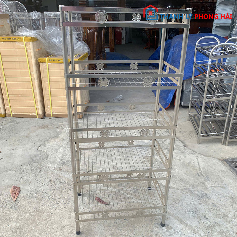 ke-sat-inox-5-tang-57cm-chac-chan-moi-99-1 Kệ Sắt Inox 5 Tầng 57cm Chắc Chắn Mới 99%