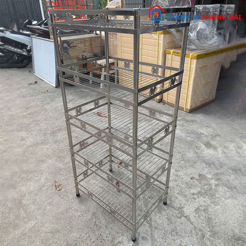 ke-sat-inox-5-tang-57cm-chac-chan-moi-99-2 Kệ Sắt Inox 5 Tầng 57cm Chắc Chắn Mới 99%