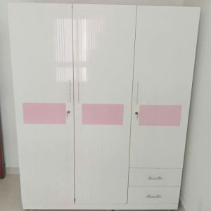Tủ Quần Áo 3 Cánh 1m6 Màu Trắng Phối Hồng Cũ