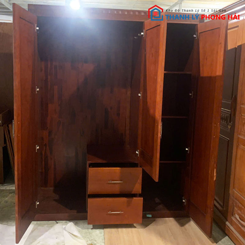 tu-quan-ao-go-1m6-cu-gom-3-canh-3 Tủ Quần Áo Gỗ 1m6 Cũ Gồm 3 Cánh