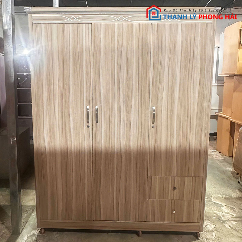 tu-quan-ao-go-cong-nghiep-3-canh-1m55-cu-2 Tủ Quần Áo Gỗ Công Nghiệp 3 Cánh 1m55 Cũ