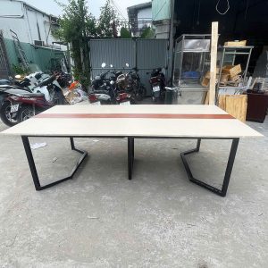 Bàn Họp 2m4 Cũ Mặt Gỗ Phối Màu