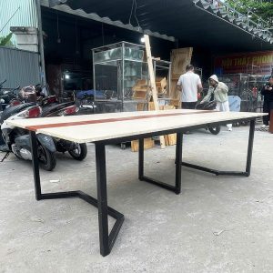 Bàn Họp 2m4 Cũ Mặt Gỗ Phối Màu