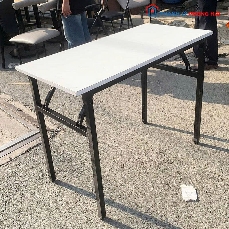 ban-lam-viec-chan-gap-mat-go-1m-cu-3-4 Bàn Làm Việc Chân Gấp Mặt Gỗ Cũ (Nhiều KT)