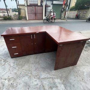 Bàn Quầy Chữ L 1m75 Cũ MDF Phủ Veneer Cũ