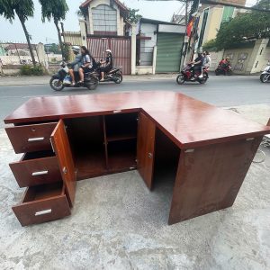 Bàn Quầy Chữ L 1m75 Cũ MDF Phủ Veneer Cũ