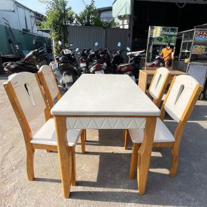 Bộ Bàn Ăn 1m2 Kèm 4 Ghế Mặt Đá Cũ