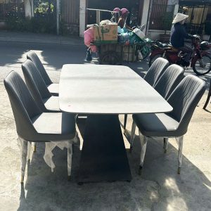 Bộ Bàn Ăn 6 Ghế Mặt Vân Đá 1m6 Mới 99%
