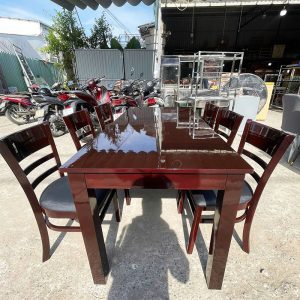 Bộ Bàn Ăn Cabin 1m6 Kèm Ghế Nệm Đen Cũ