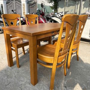 Bộ Bàn Ăn Gỗ Tự Nhiên 1m5 Cũ
