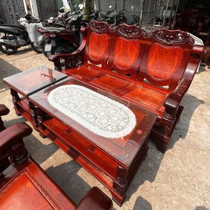 Bộ Salon Thùng 1m85 Căm Xe Gỗ Đỏ Cũ