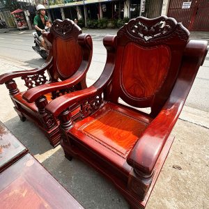 Bộ Salon Thùng 1m85 Căm Xe Gỗ Đỏ Cũ