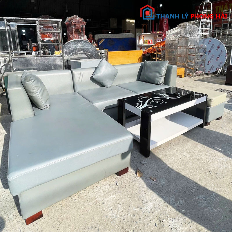 bo-sofa-da-xam-2m4-goc-l-cu-2 Bộ Sofa Da Xám 2m4 Góc L Cũ