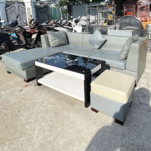 Bộ Sofa Da Xám 2m4 Góc L Cũ