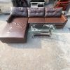 Bộ Sofa Góc L Bọc Da Màu Nâu 2m4 Kèm Bàn Cũ