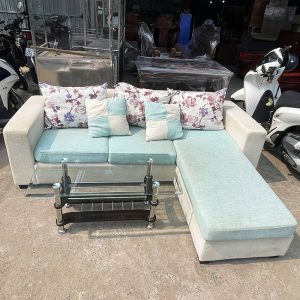 Bộ Sofa Góc L Bọc Nỉ 2m1 Kèm Bàn Cũ
