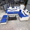 Bộ Sofa Góc L Phối Xanh Trắng Kèm Bàn 2m1 Cũ