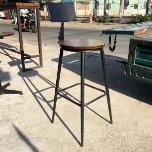 Ghế Bar Khung Sắt Mặt Gỗ Cao 1m Cũ