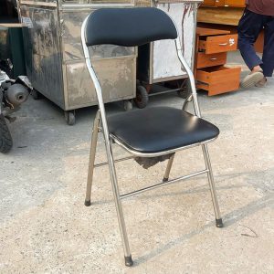 Ghế Bọc Da Đen Chân Inox Cũ