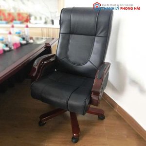 Ghế Giám Đốc Bọc Da Tay Chân Gỗ Cũ