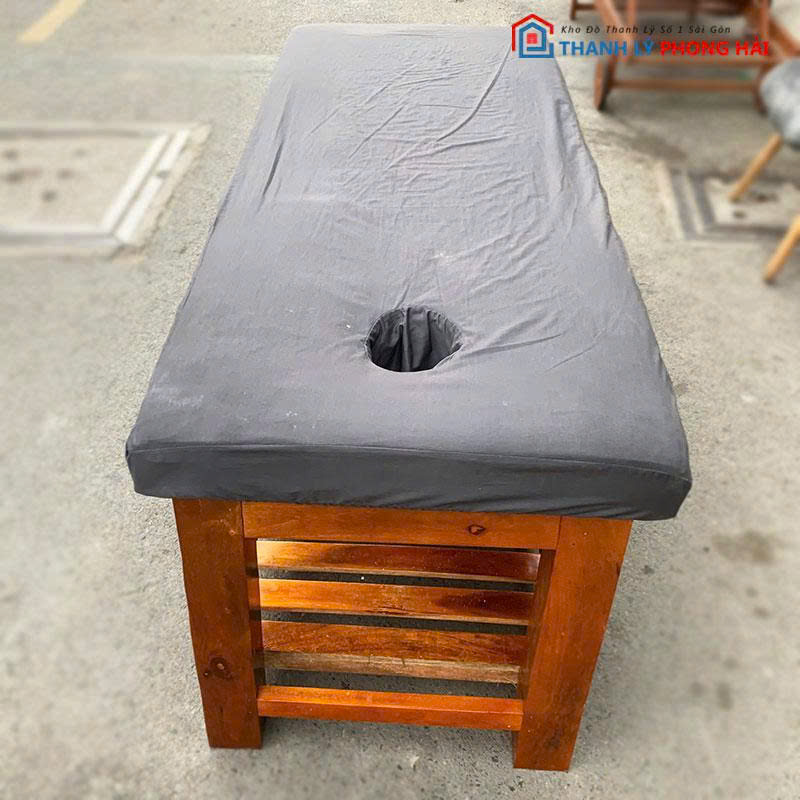 giuong-spa-nem-trang-chan-xam-cu-2-1 Giường Spa Nệm Trắng Chân Xám Cũ (Nhiều Màu)