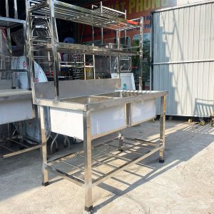 Hệ Bồn Rửa Inox 1m2 Kèm Kệ Mới 99%