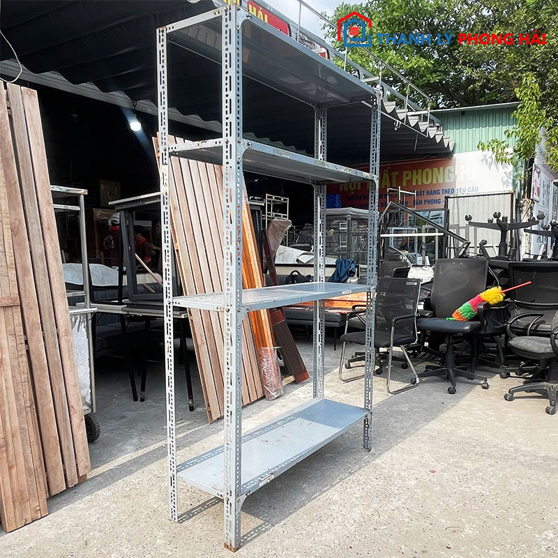 ke-sat-v-lo-1m2-4-tang-cu-2 Kệ Sắt V Lỗ 1m2 4 Tầng Cũ