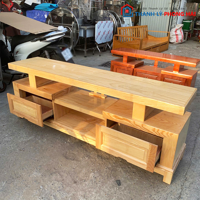 ke-tivi-go-mau-soi-1m79-moi-99-3 Kệ Tivi Gỗ Màu Sồi 1m79 Mới 99%