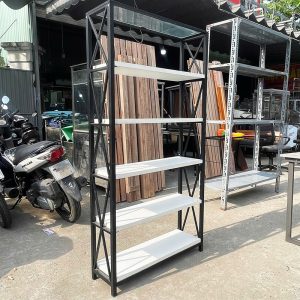 Kệ Trưng Bày 85cm Khung Sắt Mặt Gỗ Cũ
