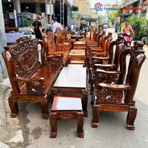 Salon Gỗ Chạm Đỉnh Rồng Lưng Tấm Tay 12 Mới 99%
