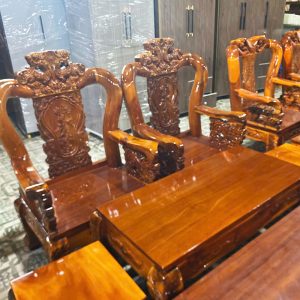 Salon Gỗ Chạm Đỉnh Rồng Lưng Tấm Tay 12 Mới 99%