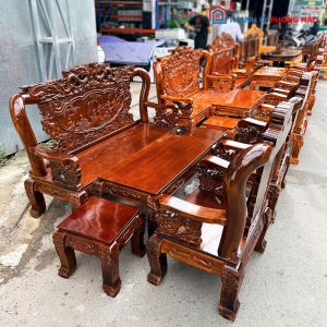 Salon Gỗ Chạm Đỉnh Rồng Lưng Tấm Tay 12 Mới 99%